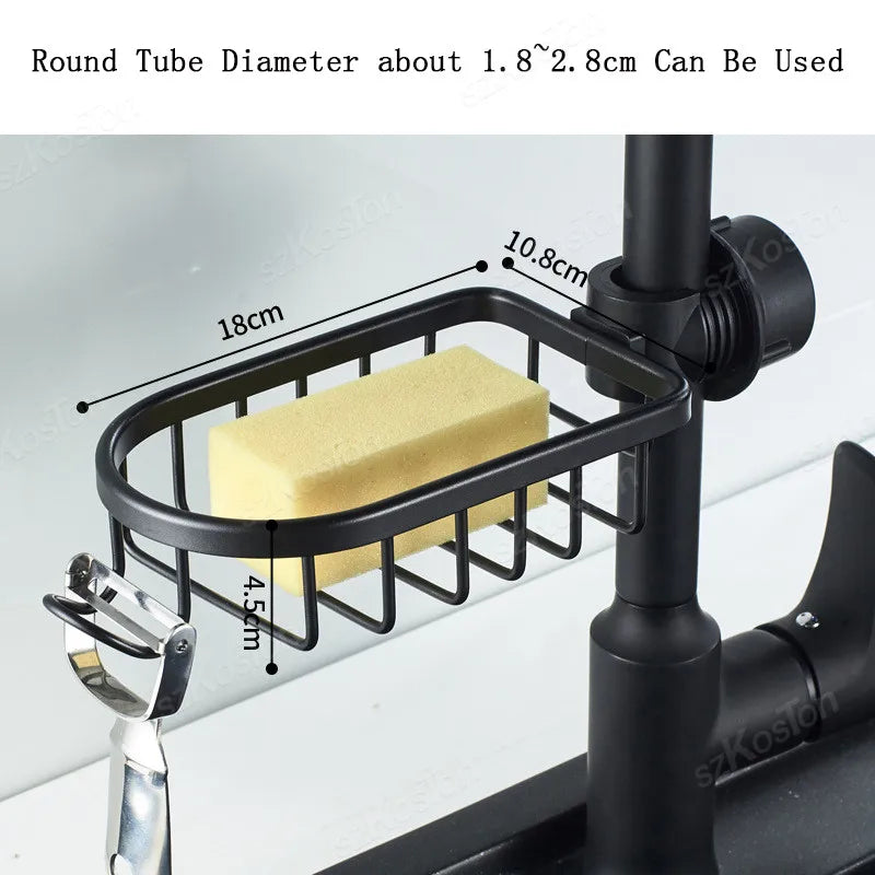 Bathroom Accessories Faucet Storage Shelves Shower Bar Faucet Rack Shampoo Soap Holder Adjustable Kitchen Rag Sponge Drain Shelf