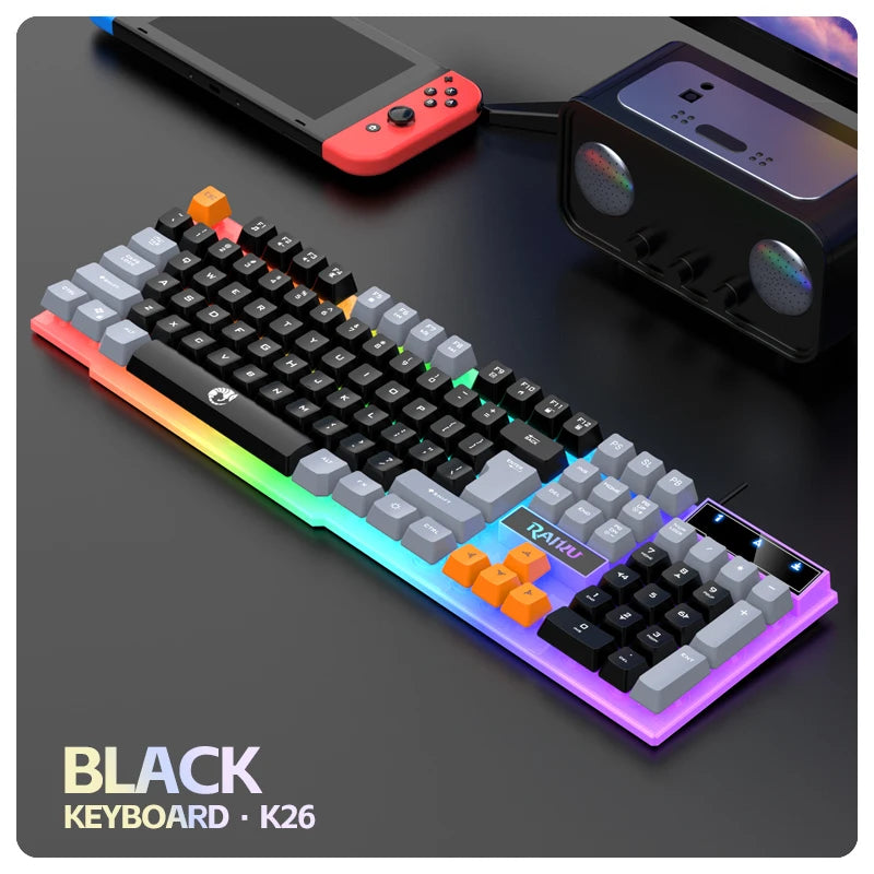 K26 three tone illuminated keyboard wired mechanical feel gaming mouse single keyboard