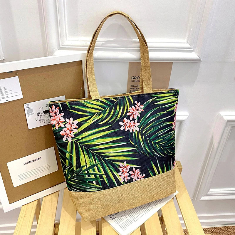 New Women Handbag Floral Printed Beach Shopping Large Capacity Tote Bag Fashion Casua High Capacity Travel Ladies Shoulder Bag