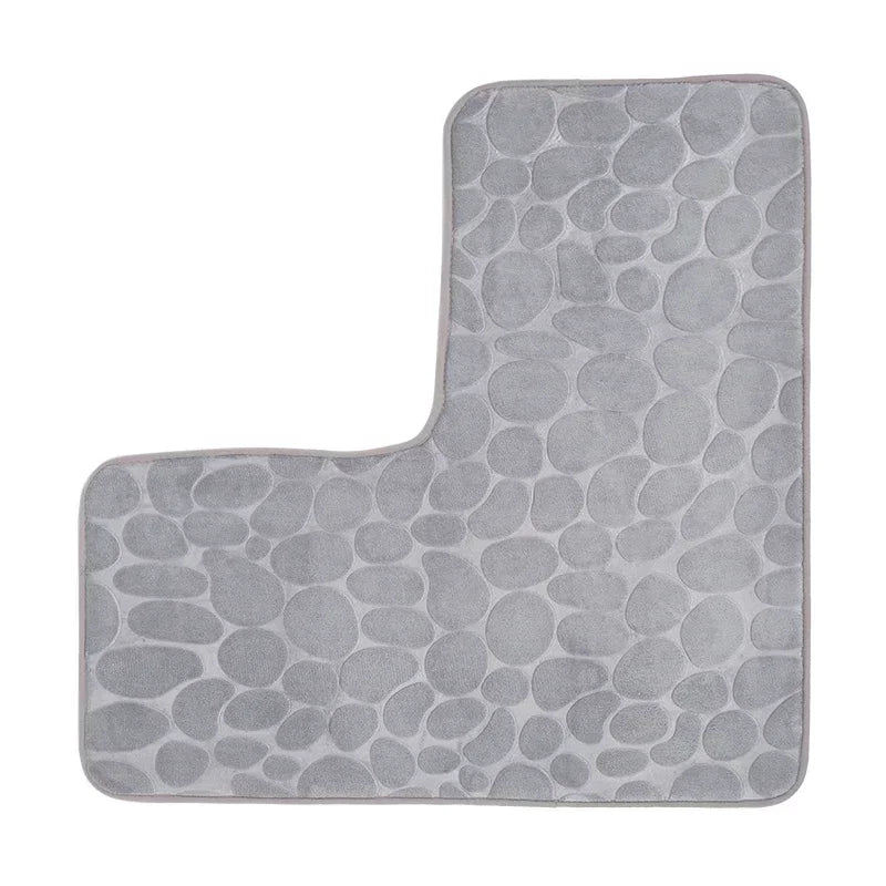 Bathroom Rug L-Shaped Bath Mat Non Slip Corner Shower Mat Soft and Absorbent Memory Cotton Anti Slip Solid Color Bathroom Mat