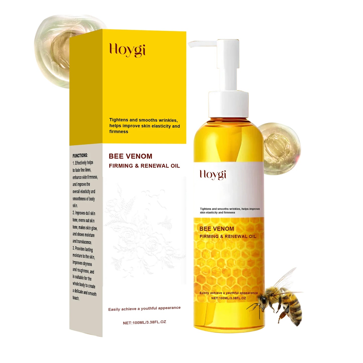 Bee Venom Firming Body Oil Nourishing Full Body Use Improve Dullness Tightening Contouring Moisturizing Care for Smooth Skin