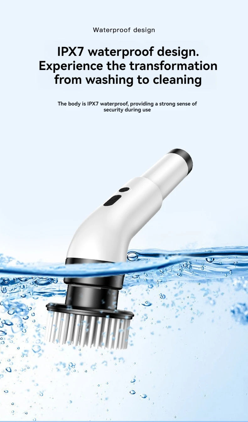 Electric Cleaning Brush 9-in-1 Wireless Telescopic Handheld Household Kitchen Floor Bathroom 9 Head Cleaning Scrubber