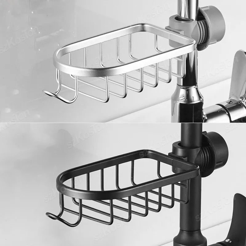 Bathroom Accessories Faucet Storage Shelves Shower Bar Faucet Rack Shampoo Soap Holder Adjustable Kitchen Rag Sponge Drain Shelf