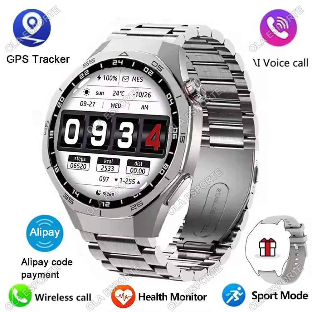 2025 New Smart Watch Men Watch 5 Pro 1.52 AMOLED Screen Bluetooth Call GPS Trajectory NFC Heart Rate Dynamic Lsland SmartWatches