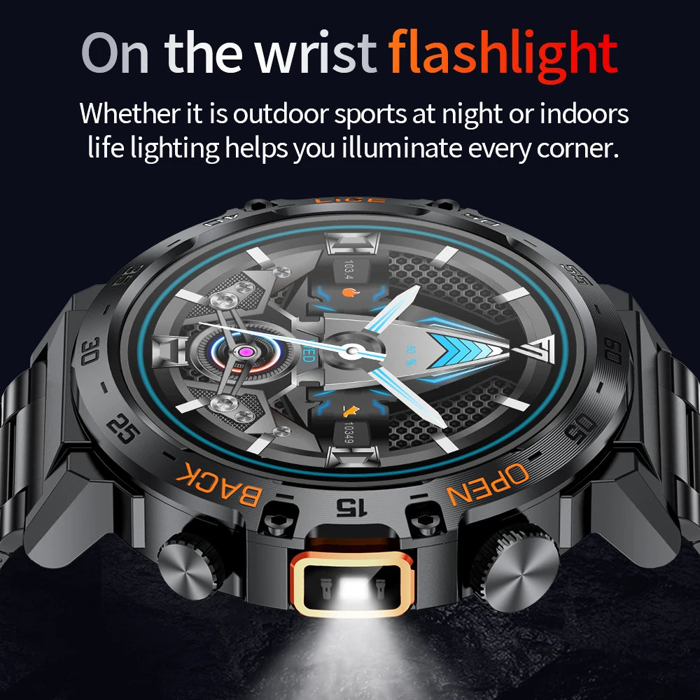 LIGE New Smart Watch Men Sport Watch Outdoor Flashlight 360*360 Ultra HD Screen Waterproof Fitness Bluetooth Call Men Smartwatch