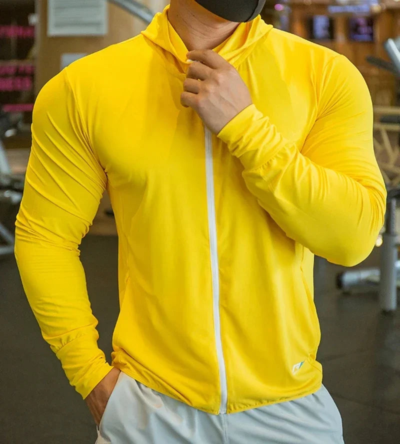 Outdoor sun protection clothing men's thin quick drying long sleeved fitness jacket professional running training sportswear top