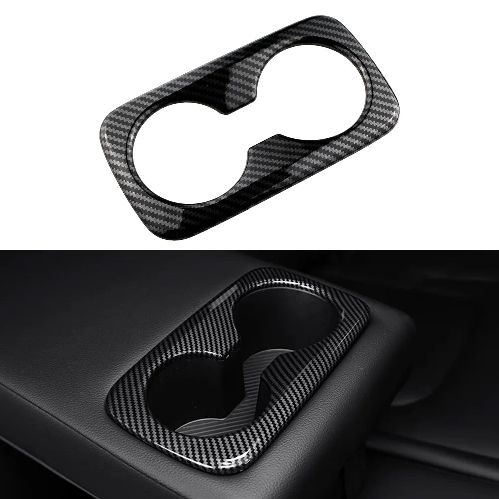 Car Accessories for Kia Sportage NQ5 2021-2023 2024 2025 Carbon Fiber Interior Rear Water Cup Holder Panel Cover Trim Sticker