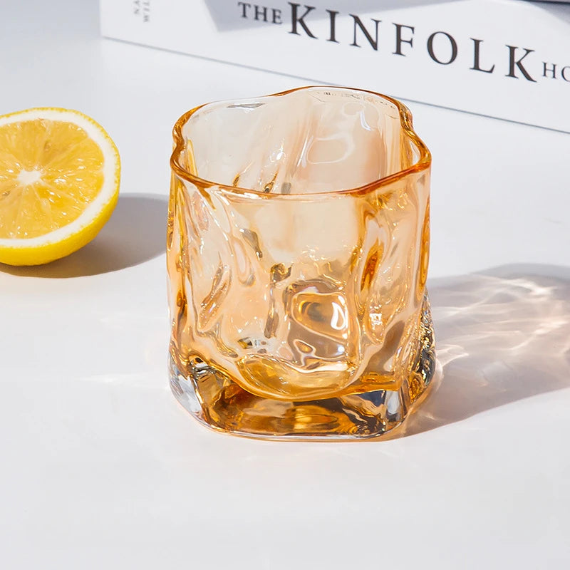 Unique Whisky Glass Irregular Transparent Glass Wine Cup Drinking Glasses for Home Summer Beverage Cup Kitchenware