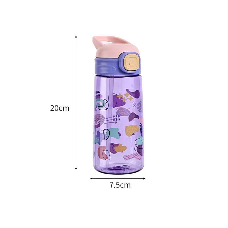 600ml Water Bottle With Straw Kids Girls Portable Travel Bottles Gym Sports Fitness Cup Summer Cold Water Juice Drinking Bottle