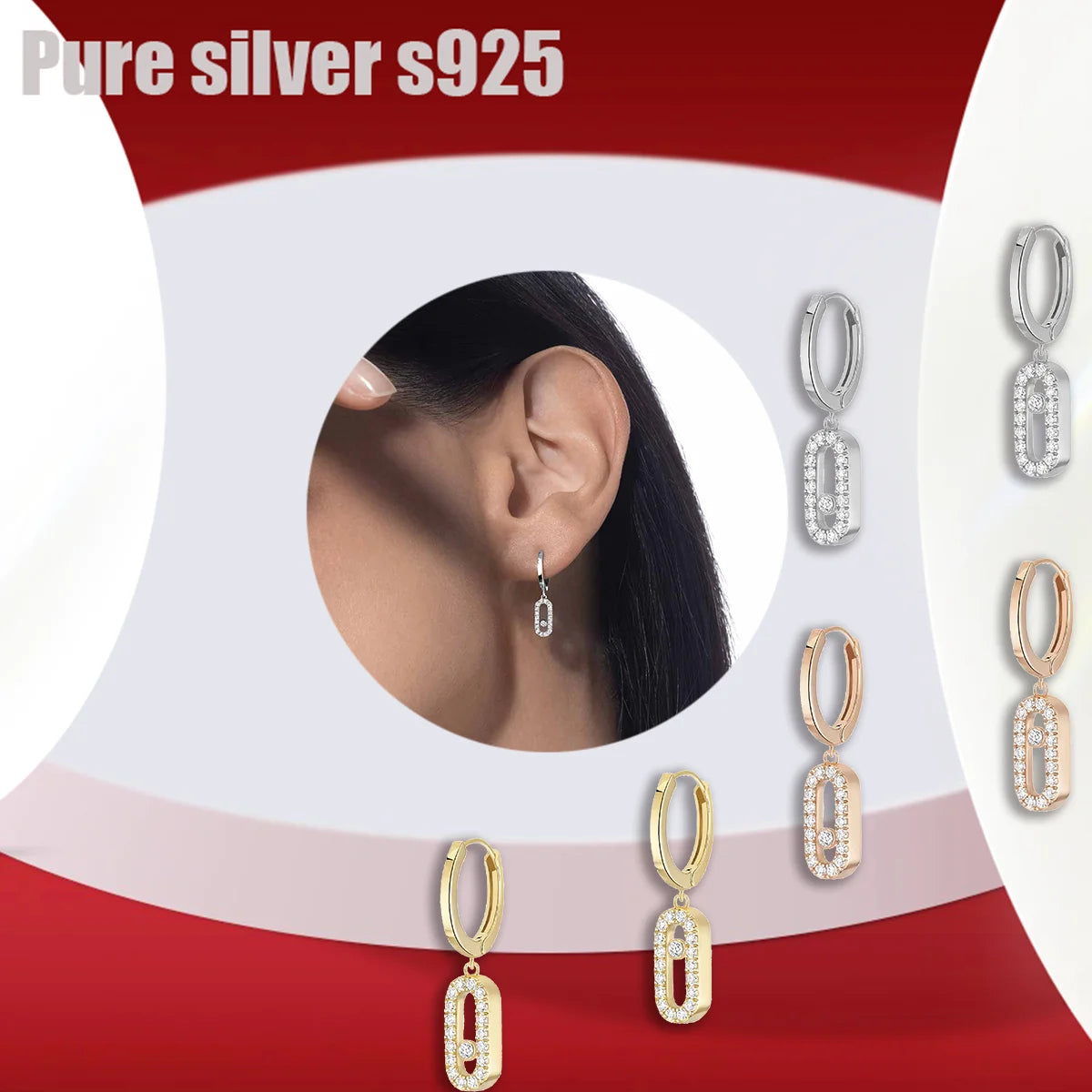 Pure silver s925 earrings Fashionable, trendy, charming, sweet, romantic, stylish, temperament, personality