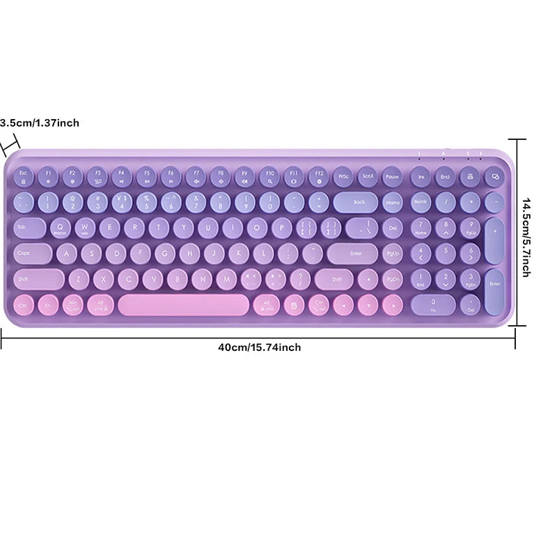 Ergonomic 2.4G Wireless Keyboard 106 Keys Retro Round Keycap Keyboard Multimedia Function Keyboard for Pc/Laptop/Desktop