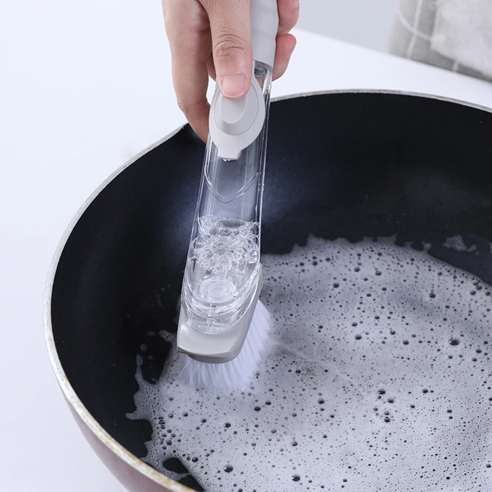 Kitchen Pot Washing Brush Hydraulic Brush Automatic Liquid Filling Multi-Functional Long Handle Dishwashing Brush Lazy Cleaner