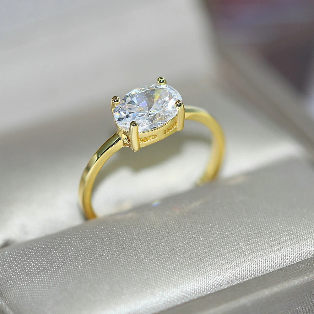 Wedding Rings For Women Simple Multicolor Oval Zircon Light Gold Color Wholesale Bride Jewelry Friendship Gift R865