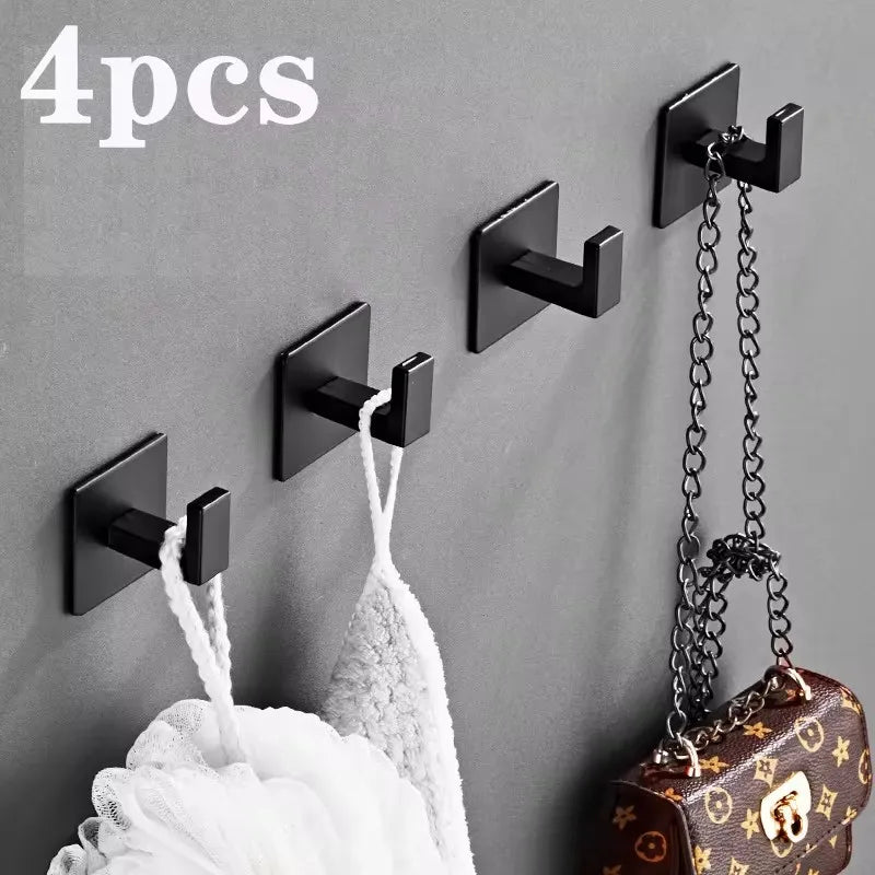 Bathroom Black Self-Adhesive Wall Hook Towel Coat Holder Hook Door Back Keys Clothes Caps Hanger Robe organizer Hook Accessories