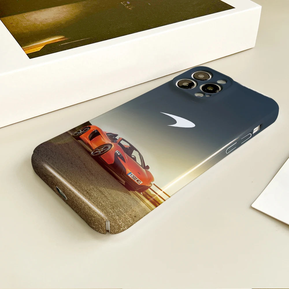 Sports Car Phone Case For IPhone 16 15 14 13 12 11 Plus Pro Max Mini Glossy HD Hard Cover Film Shell McLarens