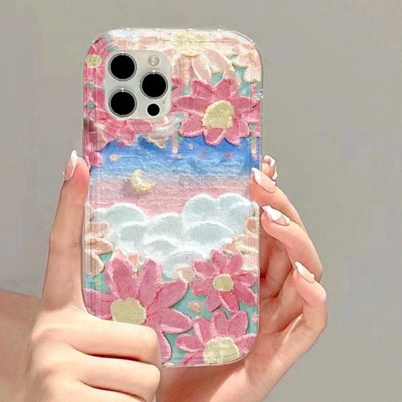 Flower Phone Cases For iPhone 13 Case iPhone 16 Pro Max 15 11 14 13 12 XR X XS 7 8 Plus SE 2022 2020 Carcasa Soft Silicone Cover