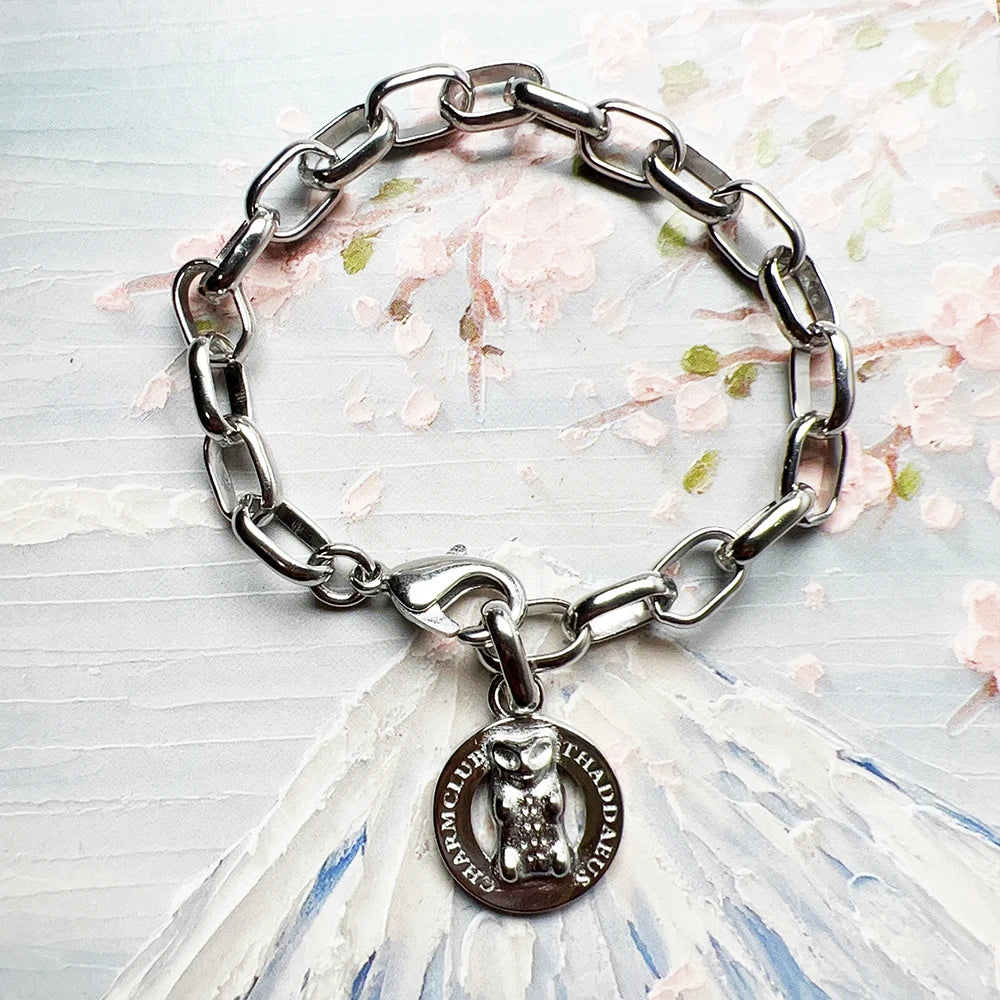 Charm Bracelets Bears New Trendy Gift for Women Men Europe Real 925 Sterling Silver Fine Jewelry Acessorie