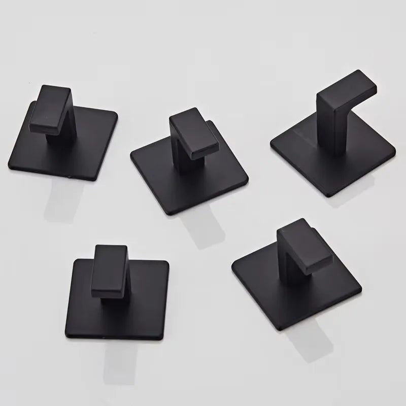 Bathroom Black Self-Adhesive Wall Hook Towel Coat Holder Hook Door Back Keys Clothes Caps Hanger Robe organizer Hook Accessories