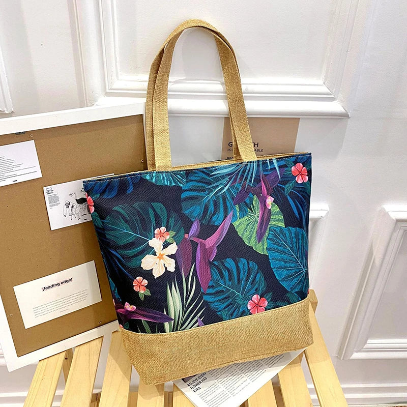 New Women Handbag Floral Printed Beach Shopping Large Capacity Tote Bag Fashion Casua High Capacity Travel Ladies Shoulder Bag