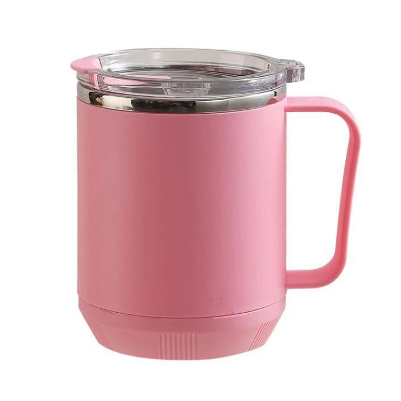 460ml Coffee Cup with Handle Lid Straw Insulated Cup Vacuum Stainless Steel Double Layer Large Capacity Portable Traveling