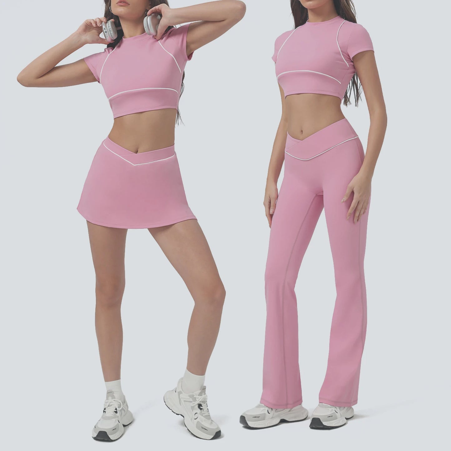 Tennis Sports Suit Fitness High Waist Skinny Backless Quick-drying Pant Yoga Suit Workout Clothe Gym Tennis Skirt Suit for Women