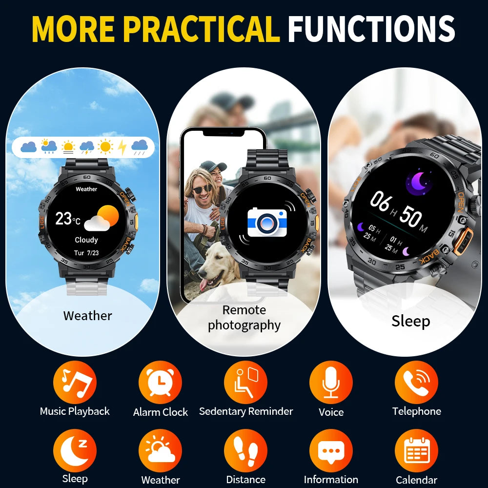 LIGE New Smart Watch Men Sport Watch Outdoor Flashlight 360*360 Ultra HD Screen Waterproof Fitness Bluetooth Call Men Smartwatch
