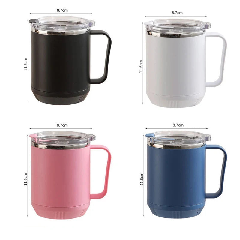 460ml Coffee Cup with Handle Lid Straw Insulated Cup Vacuum Stainless Steel Double Layer Large Capacity Portable Traveling