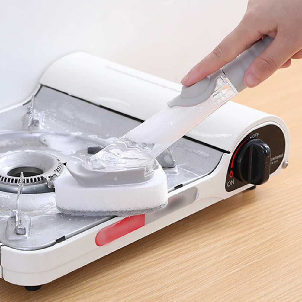 Kitchen Pot Washing Brush Hydraulic Brush Automatic Liquid Filling Multi-Functional Long Handle Dishwashing Brush Lazy Cleaner