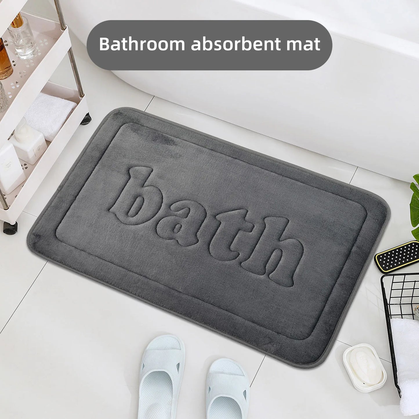 Bathroom non slip floor mat, soft bathroom mat, absorbent bath mat, thick velvet door mat, home decoration carpet, bath carpet