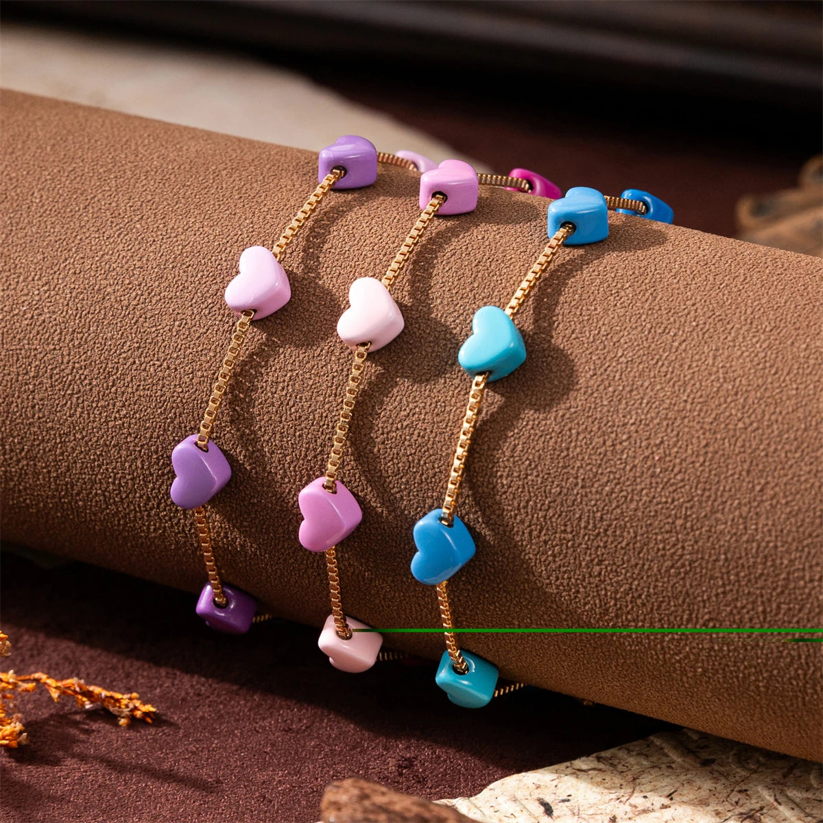 New European and American Colorful Love Gradient Bracelet Ins Fashion Cute Gold Plated Color Preserving Jewelry