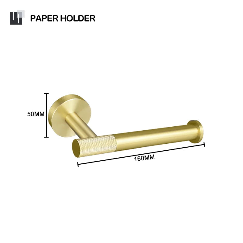 Brushed Gold Bathroom Accessories Set Hardware Kit Wall Mount Hand Towel Bar Rack Toilet Roll Paper Holder Robe Hook Hanger