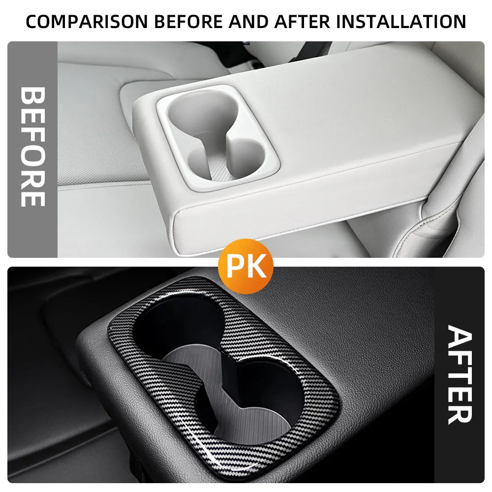 Car Accessories for Kia Sportage NQ5 2021-2023 2024 2025 Carbon Fiber Interior Rear Water Cup Holder Panel Cover Trim Sticker