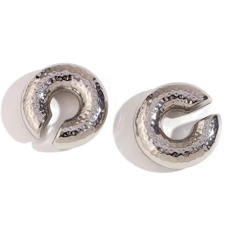 1 Pair Smooth Circle C Shape Clip Earrings For Women Lightweight Without Piercing Cartilage Ear Cuff Gold Silver Color Earrings