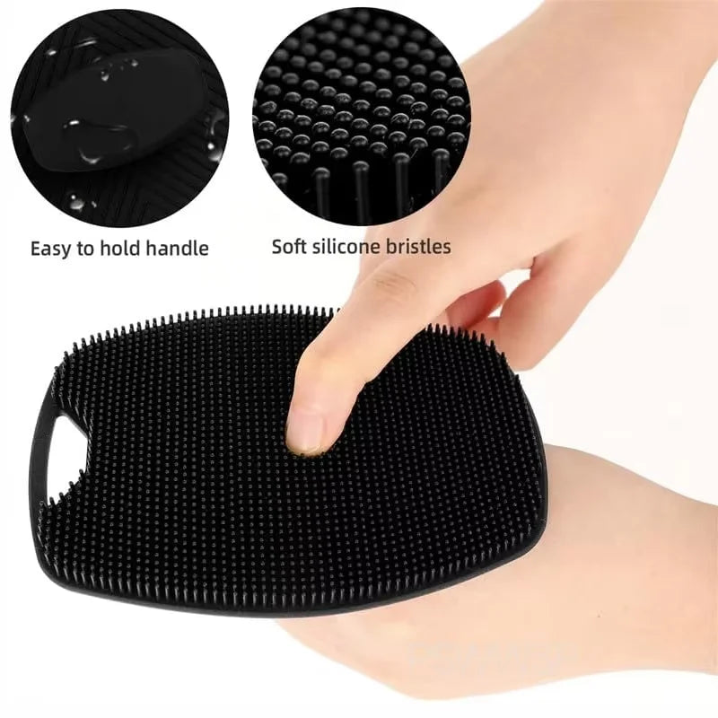 Body cleaning brush, bath brush, soft-bristled massage shower brush, made of silicone material, with anti-slip handle design.