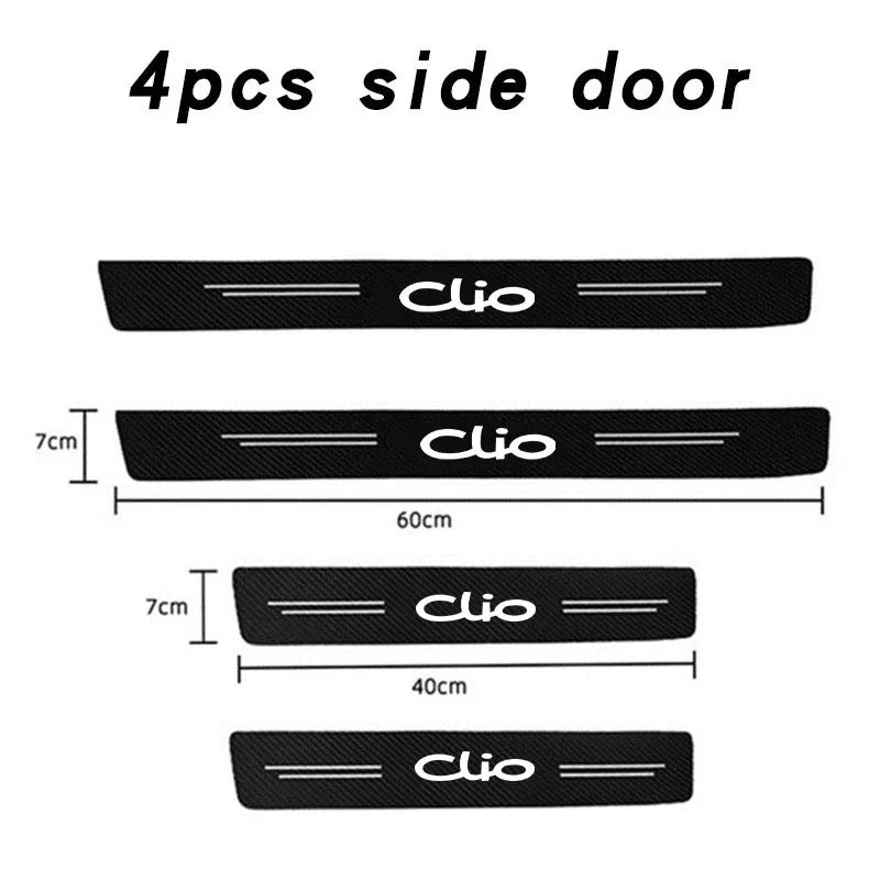 4Pcs Car Accessories for Clio II III IV V 2 3 4 5 BR CR BH KH BF 2001-2023 Car Stickers Threshold Strip Carbon Fiber Interior