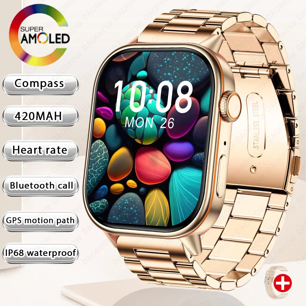 2025New smart watch for men and women HD AMOLED screen Heart Rate Bluetooth Call GPS tracking IP67 waterproof sports smart watch