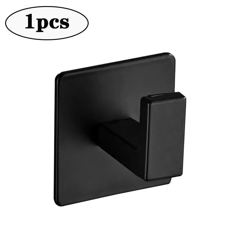 Bathroom Black Self-Adhesive Wall Hook Towel Coat Holder Hook Door Back Keys Clothes Caps Hanger Robe organizer Hook Accessories