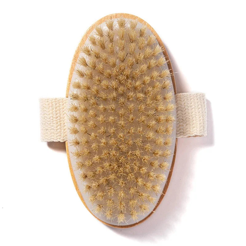 Natural Bristle Brush Soft Wet Dry Skin Body SPA Brush Bath Massager