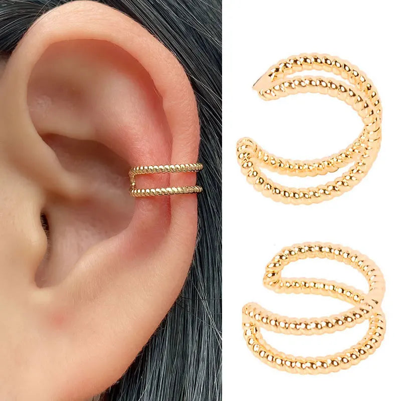 Stackable Earrings Without Ear Hole Star Wrap Clip On Earrings Earcuff for Women Ear Screen Climb Cuffs Fake Piercing One pair