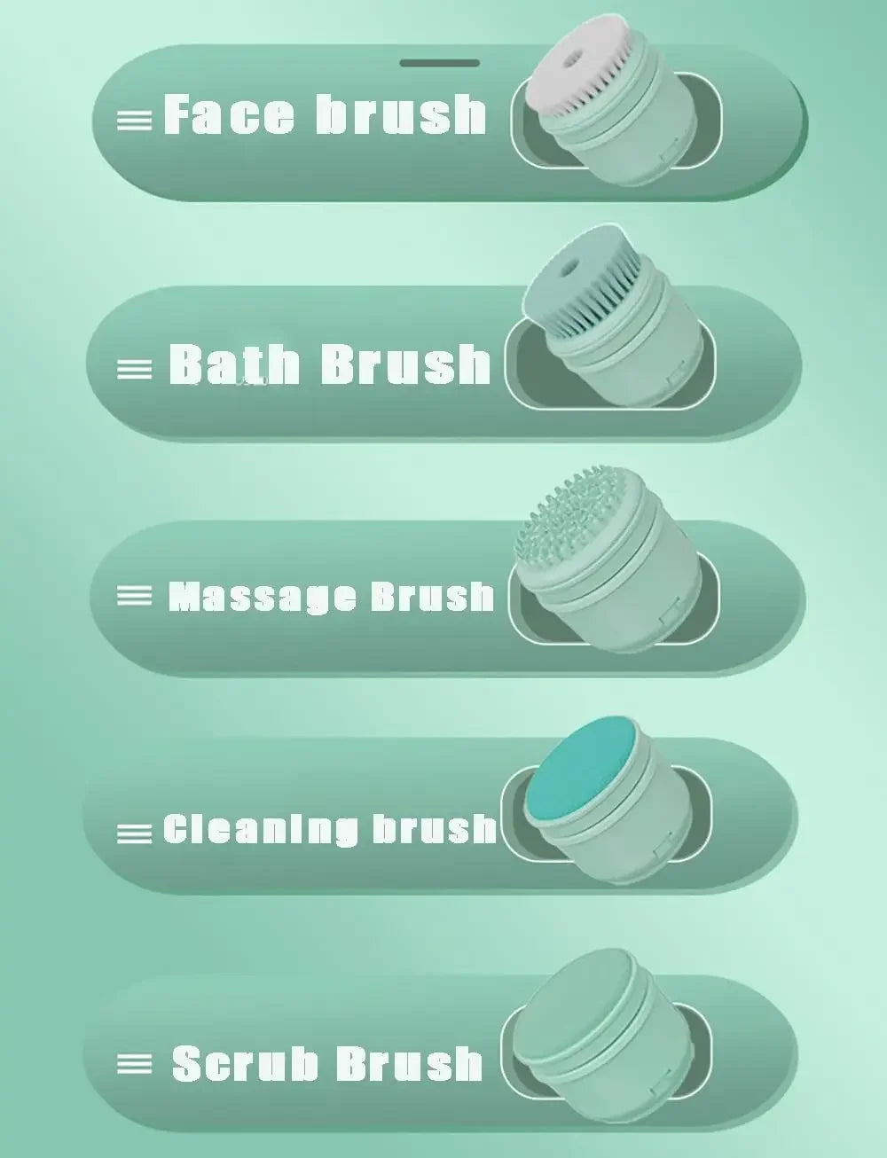 Bath Brush Electric Shower Brush Body Scrubber Exfoliating Massage Deep Cleaning Brush with Long Handle with 5 Brush Heads