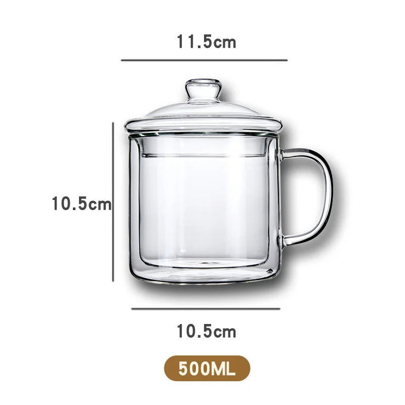 380ml 500ml Retro Soviet Double Walled Glass Coffee Mugs with Handle Tea Beer Cappuccino Water Cups Household Drinkware