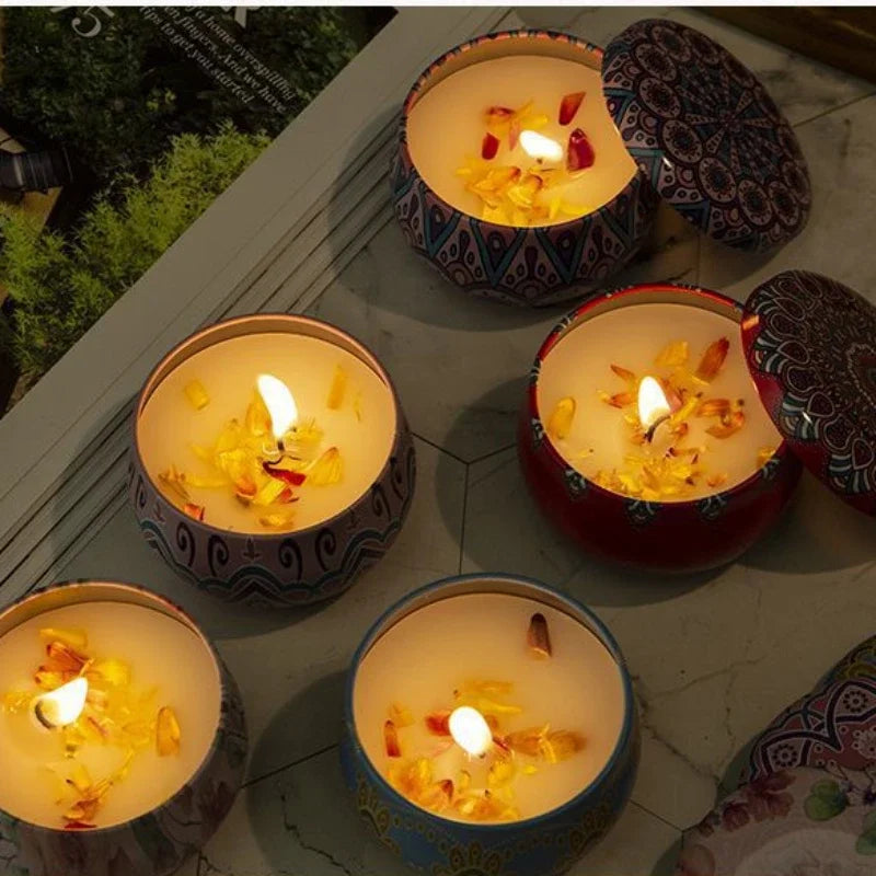 Aromatic Candles Soy Wax Candle Jars Vintage Flower Fragrance Scent Candle Wedding Ceremony Birthday Gift Home Decoration
