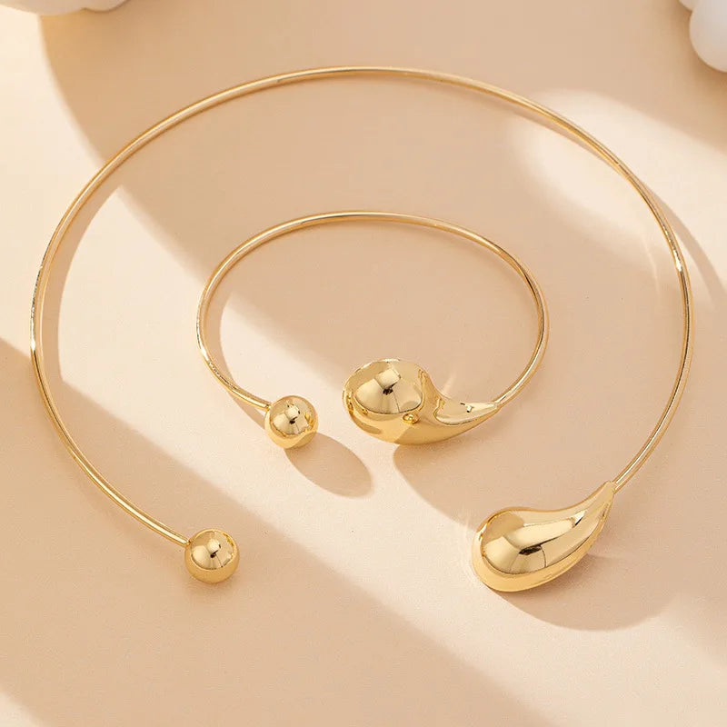 Bracelet Collar Set For Women Girls Simple Style Personality Big Water Droplets Holiday Party Gift OL Fashion Jewelry DS058