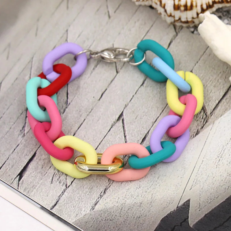 Bracelets for Women Jewelry Mixed Color Acrylic Buckle Rings Bracelets Lovely Accessories Gift Wholesale