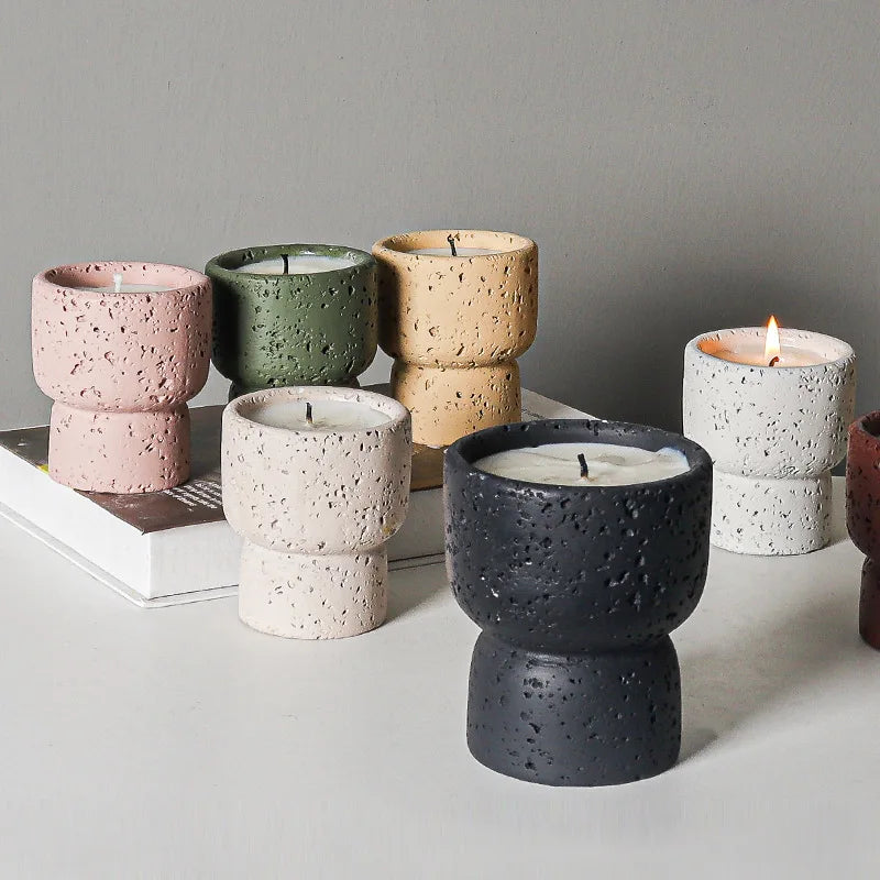 European style simple cement household scented candle empty cup diy high appearance level crafts indoor candlestick decoration