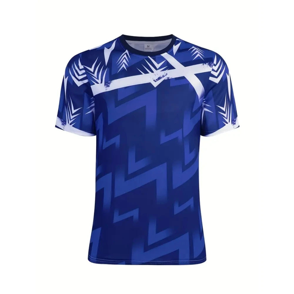 Fitness T-Shirt Quick Drying Sports Short Sleeve Gradient Stripe Print T Shirt Badminton Tennis Training Clothing Man T Shirts