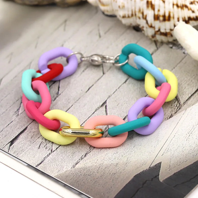 Bracelets for Women Jewelry Mixed Color Acrylic Buckle Rings Bracelets Lovely Accessories Gift Wholesale
