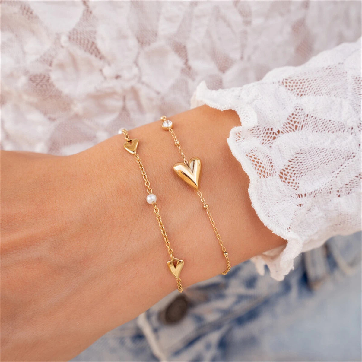 Fashion Accessories Light Luxury Style Love Gold Plated High Grade Zircon Gold Plated Adjustable Bracelet