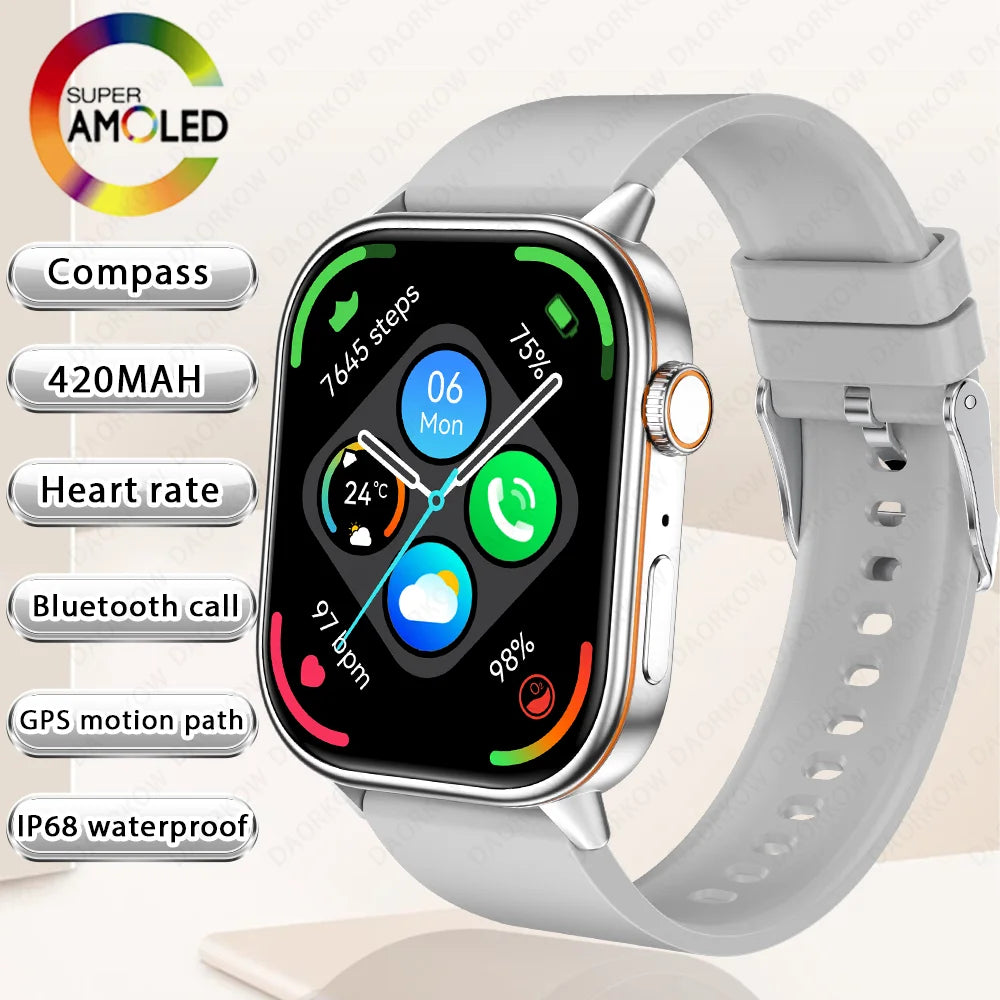 2025New smart watch for men and women HD AMOLED screen Heart Rate Bluetooth Call GPS tracking IP67 waterproof sports smart watch