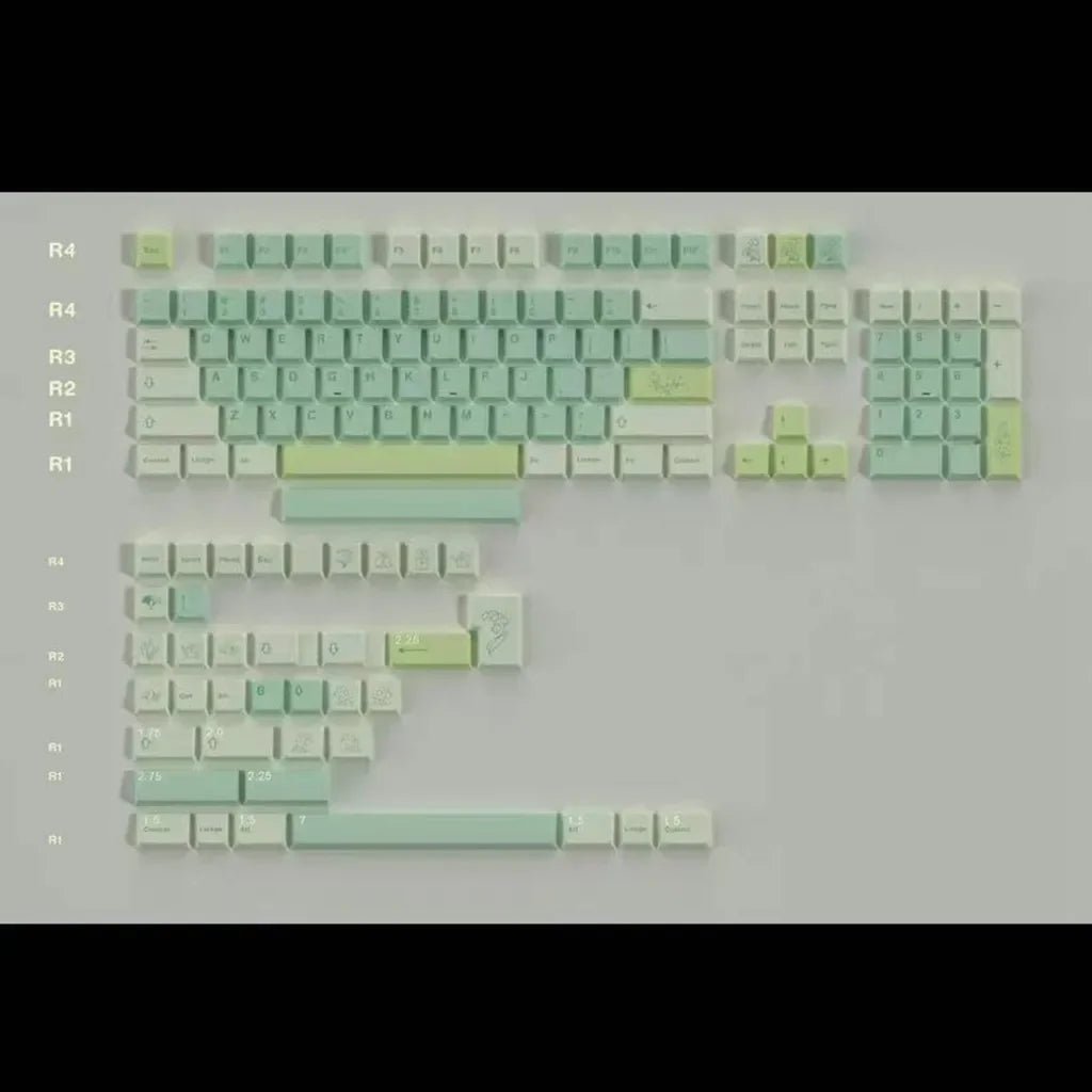 127 Keys Ginkgo Mechanical Keyboard Keycap PBT Thermal Sublimation Cherry Profile DIY Custom Gaming Gamer Keyboard Accessories
